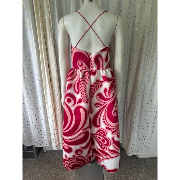 ASOS DESIGN Cupped Corset Bodice Retro Oversized Paisley Midi Prom Scuba Dress 8 - Picture 5 of 12